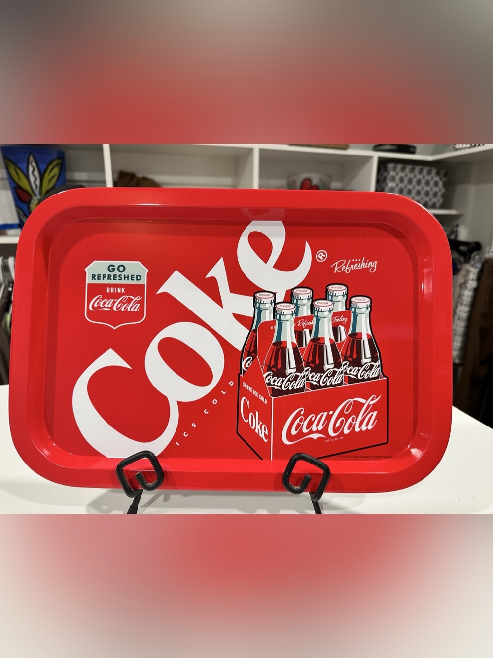 Coca-Cola Six-Pack Graphic Tin Serving Tray Red & White